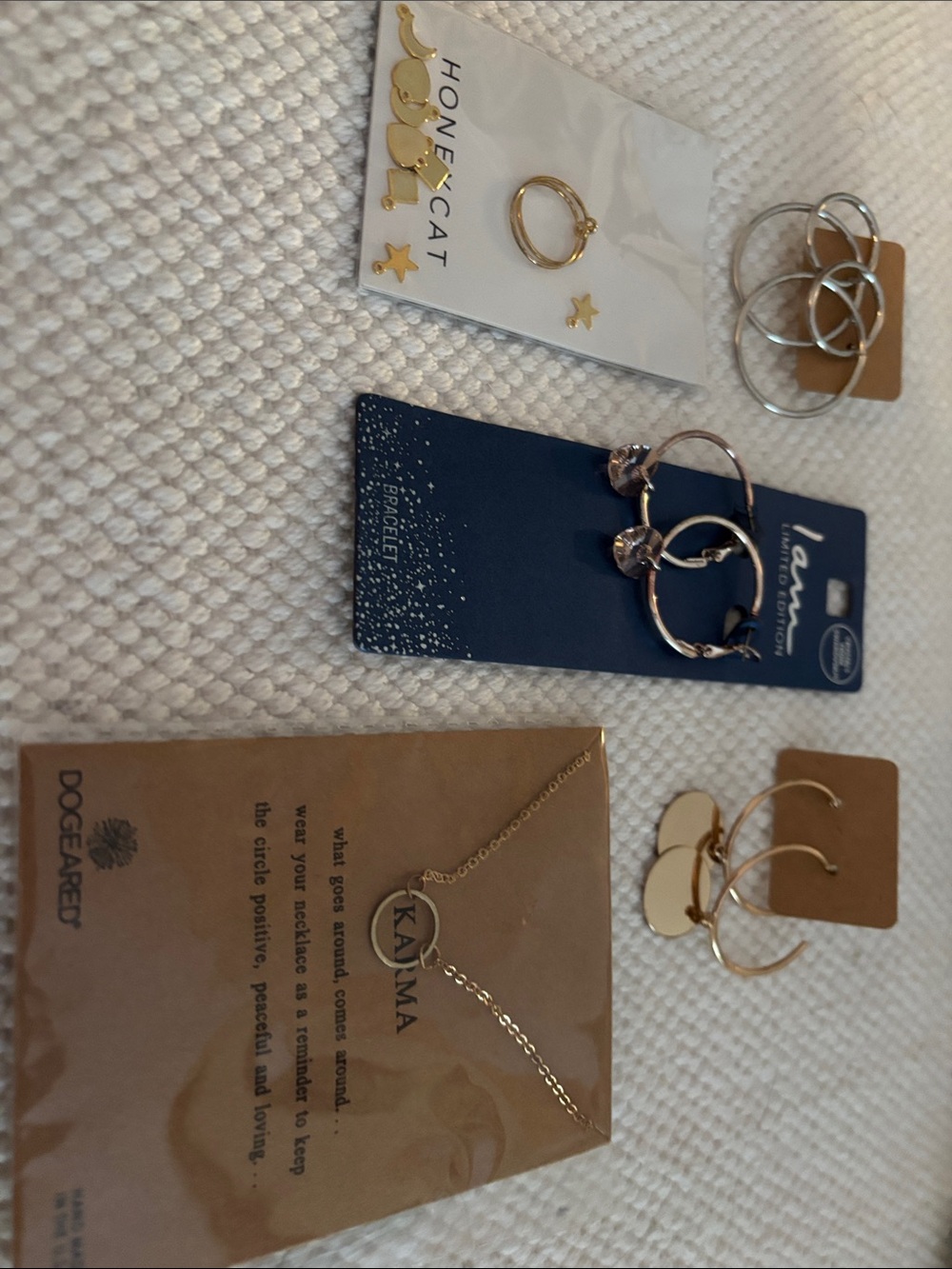 Dogeared Gold Tone Hoop and Stud Earring Set